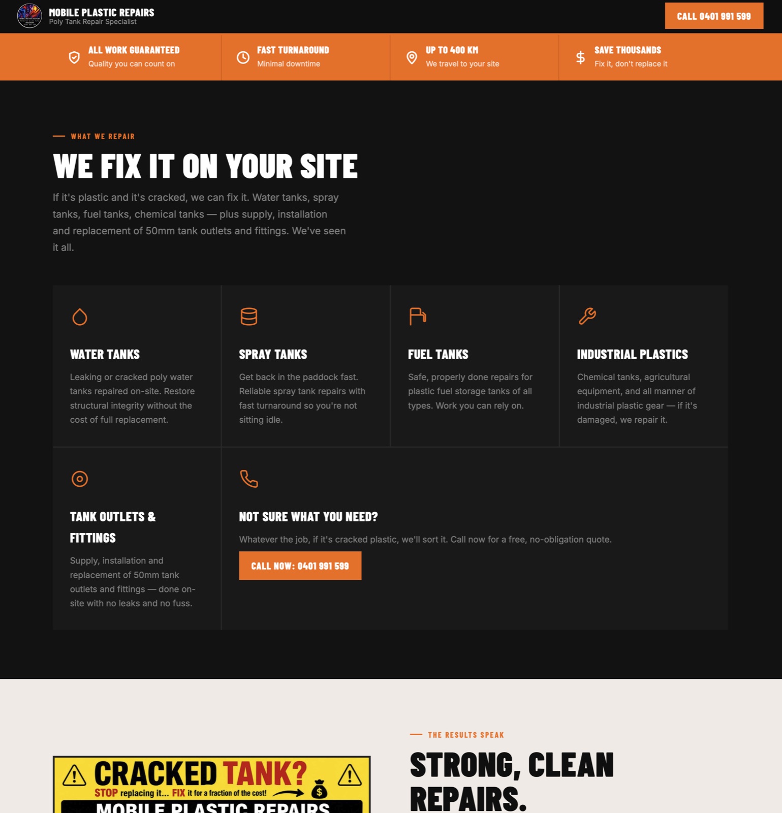 Mobile Plastic Repairs website homepage